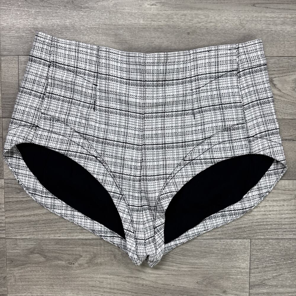 Free People Keep It Brief Micro Shorts Tweed Black White sz 6